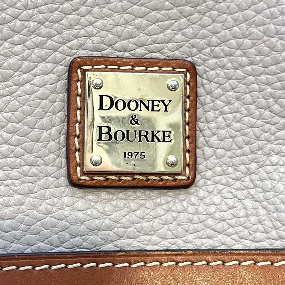 DOONEY & BOURKE Pebbled Grain Leather Zip Satchel Gray Brown Handbag Purse